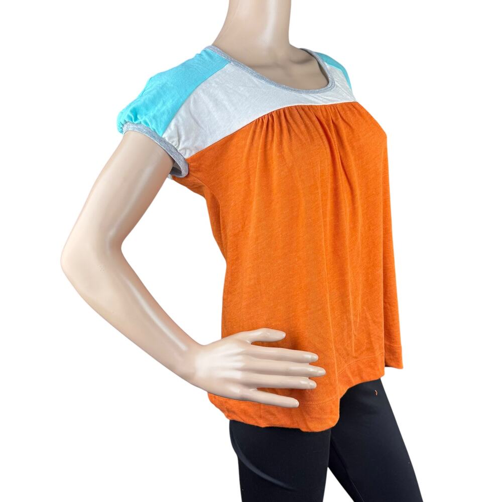 NWT Mossimo Supply Co Orange Colorblock Cutout Keyhole Back Babydoll Tee M